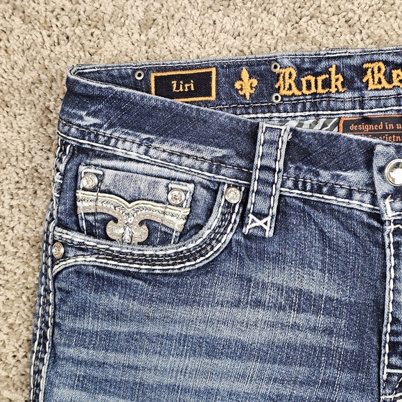 Rock Revival Liri Easy Skinny Jeans Women's Size 28 Mid Rise Embroidered Fade - Picture 3 of 10